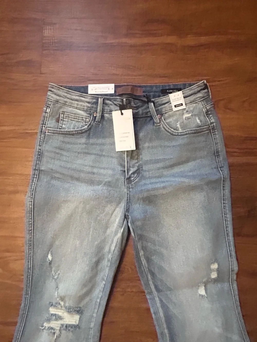 Judy Blue Light Blue Distressed Flare Jeans 11 30 - Picture 2 of 6